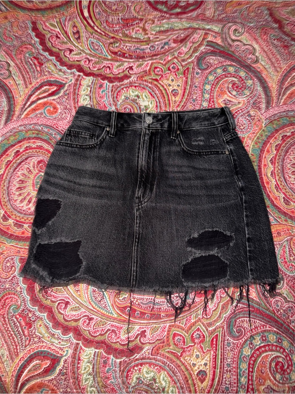 PacSun Black Distressed Denim Mini Skirt - Women's